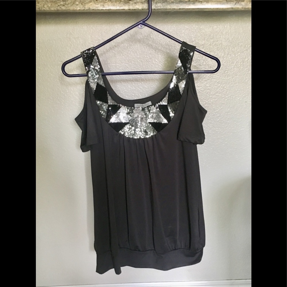Dark grey with sequins blouse.